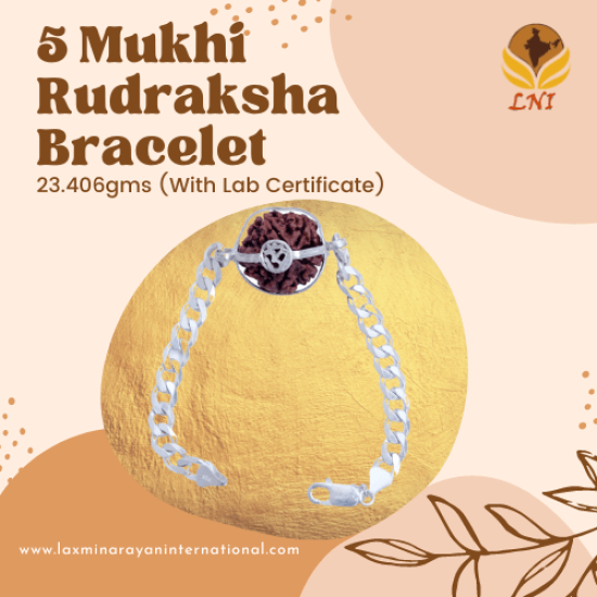 5 Mukhi Rudraksha Bracelet Weight:23.406gms (With Lab Certificate)