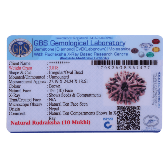 10 Mukhi Rudraksha Size 22.16 mm (With Lab Certificate) image