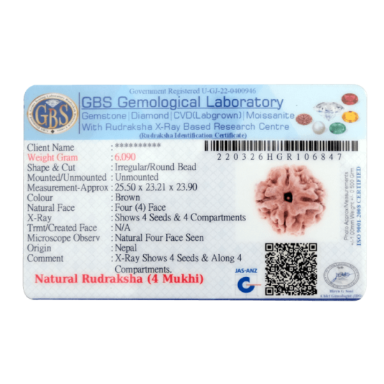 4 Mukhi Rudraksha Size: 27.01 mm (Certified) Rudraksha, 4 Mukhi Rudraksha, 4 Mukhi Rudraksha from Nepal image