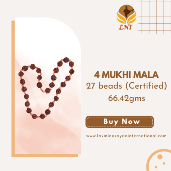 4 Mukhi Mala 27 beads (Certified) 66.42gms