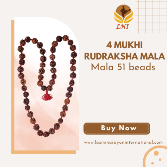 4 Mukhi Rudraksha Mala 51 beads (With Lab Certificate)