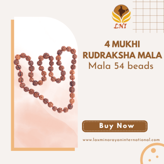4 Mukhi Rudraksha Mala 54 beads 190.36gms  (Certified)