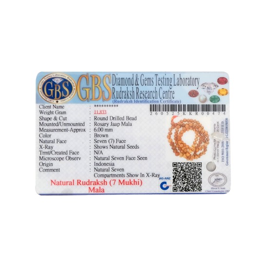 7 mukhi Mala 1+108 beads (Certified)
