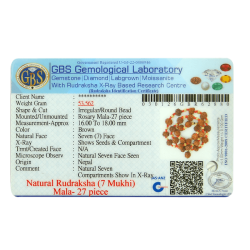 7 Mukhi Rudraksha Mala 27 beads (Certified) 53.56g 