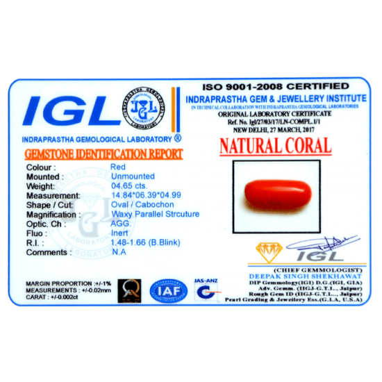 Red Coral 4.65CT (With Lab Certificate)